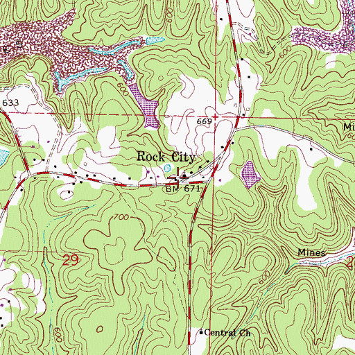 Topographic Map of Rock City, AL