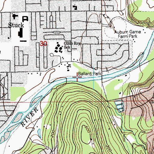 Topographic Map of Ballard Park, WA