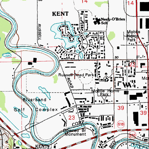 Topographic Map of Russell Road Park, WA