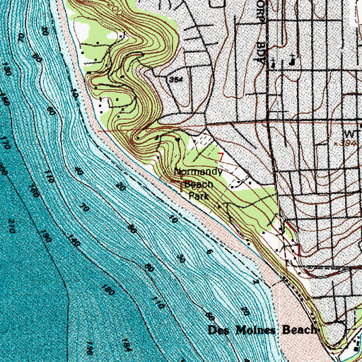 Topographic Map of Normandy Beach Park, WA