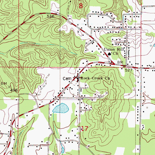 Topographic Map of Rock Creek Baptist Church, AL