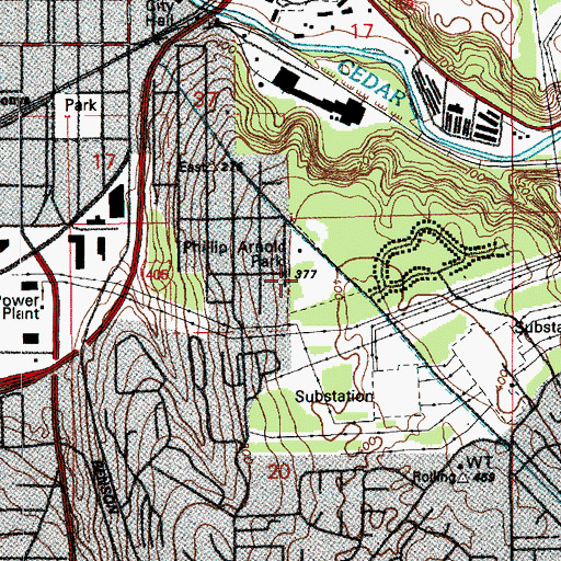 Topographic Map of Phillip Arnold Park, WA
