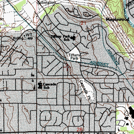 Topographic Map of Tiffany Park, WA