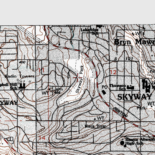 Topographic Map of Skyway Park, WA