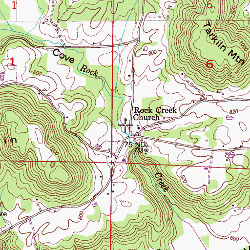 Topographic Map of Rock Creek Baptist Church, AL