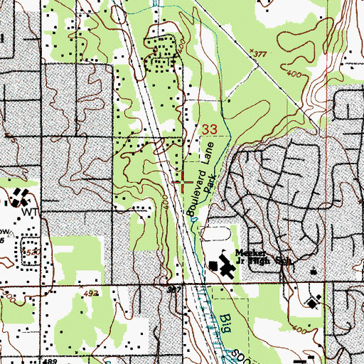 Topographic Map of Boulevard Lane Park, WA