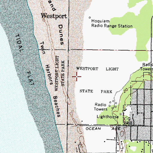 Topographic Map of Westport Light State Park, WA
