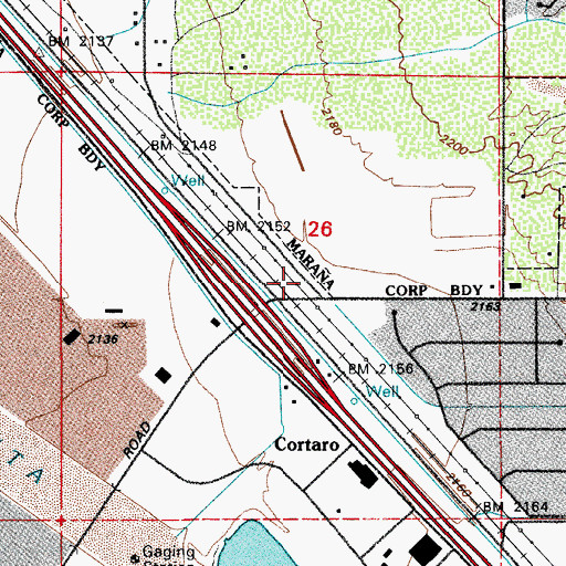 Topographic Map of Cortaro Railroad Station, AZ