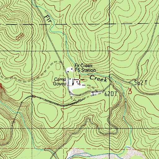 Topographic Map of Camp Govey, WA