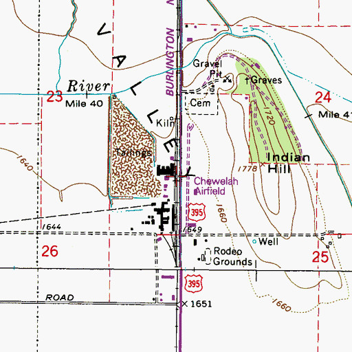 Topographic Map of Chewelah Airfield (historical), WA