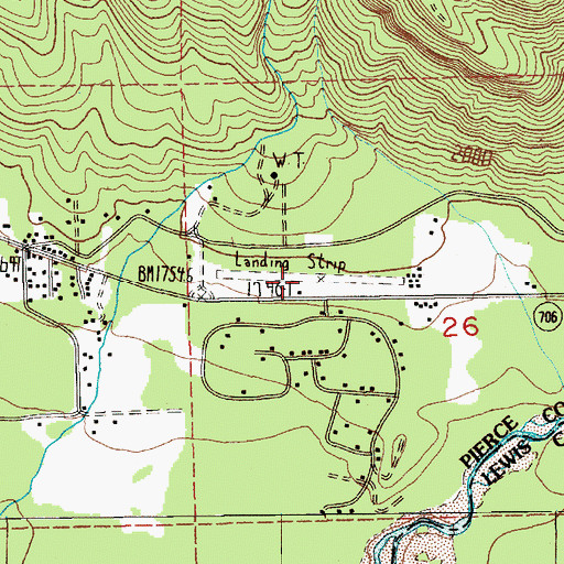 Topographic Map of Hewitt Landing Strip (historical), WA