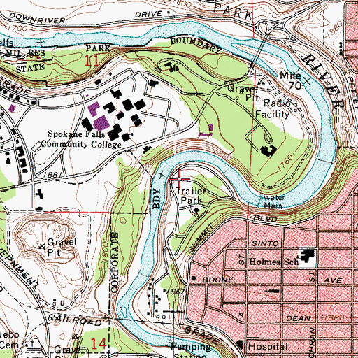 Topographic Map of Natatorium Park (historical), WA