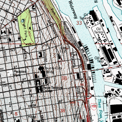 Topographic Map of Pantages Theater, WA