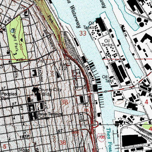 Topographic Map of Firemans Park, WA