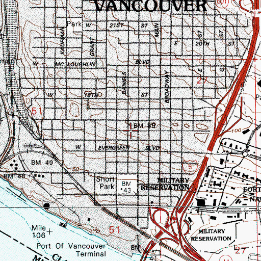 Topographic Map of Saint James Church, WA