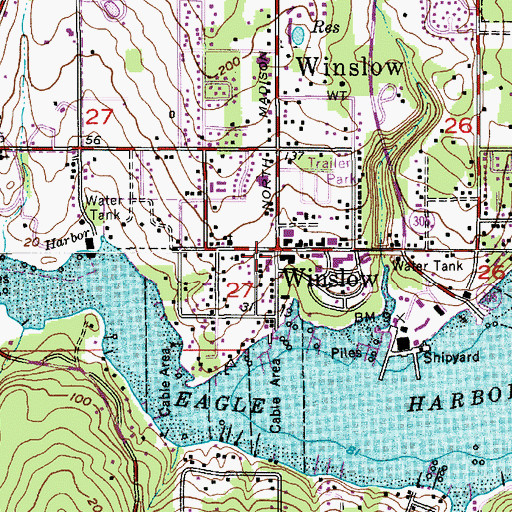Topographic Map of Eagle Harbor Congregational Church, WA