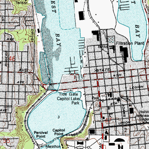 Topographic Map of Percivals Landing, WA