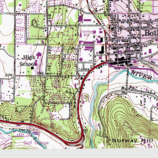Topographic Map of Bothell Landing Park, WA