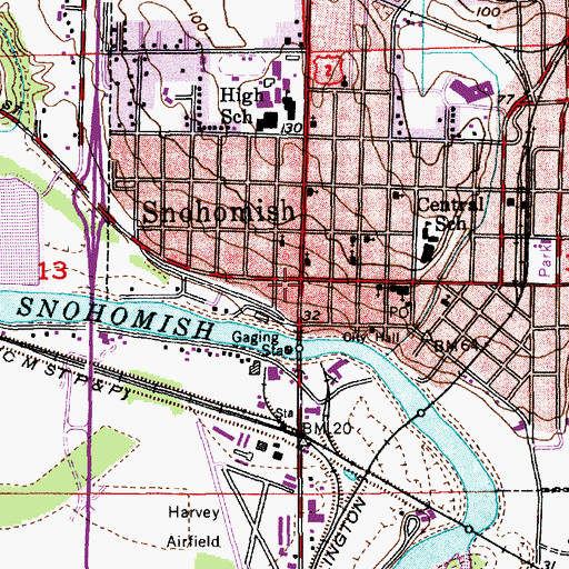 Topographic Map of Snohomish, WA