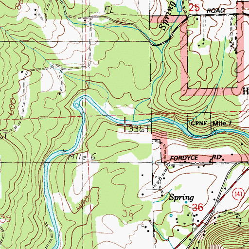Topographic Map of Spring Creek, WA