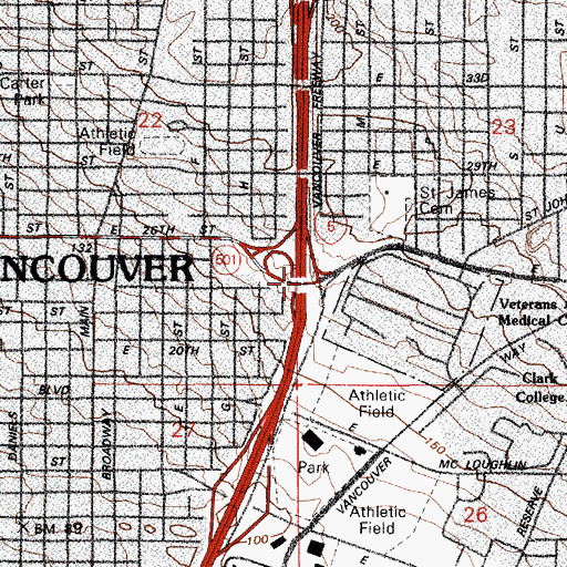 Topographic Map of Vancouver, WA