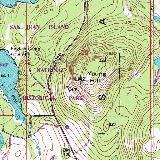 Topographic Map of Young Hill, WA