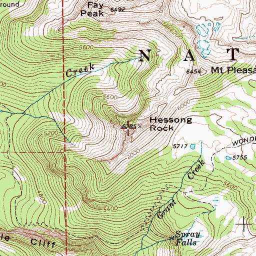 Topographic Map of Hessong Rock, WA