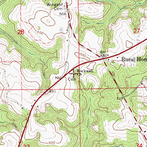Topographic Map of Rockwell Church, AL