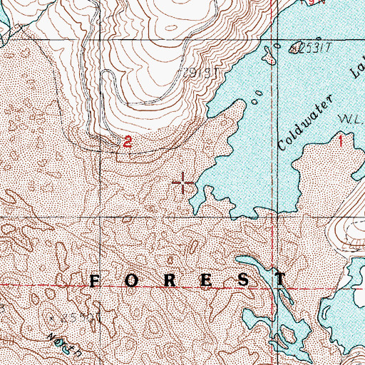 Topographic Map of South Coldwater Creek, WA