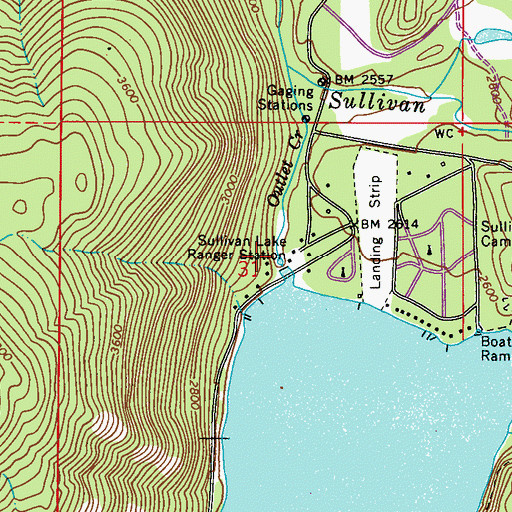 Topographic Map of Sullivan Lake Dam, WA