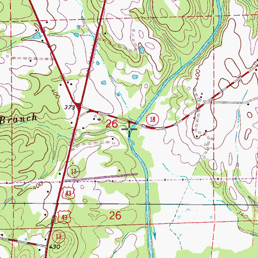 Topographic Map of Rocky Branch, AL