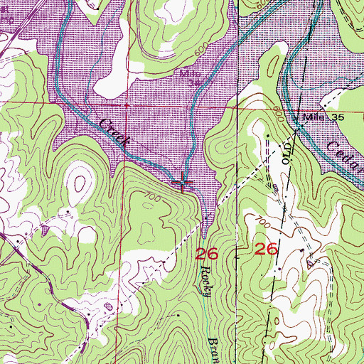 Topographic Map of Rocky Branch, AL