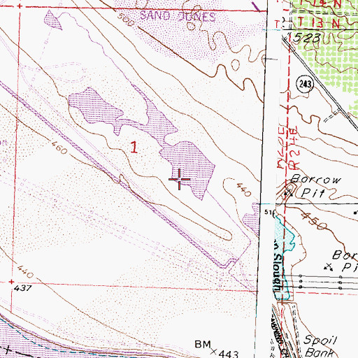 Topographic Map of Moran Slough Dike Dam, WA