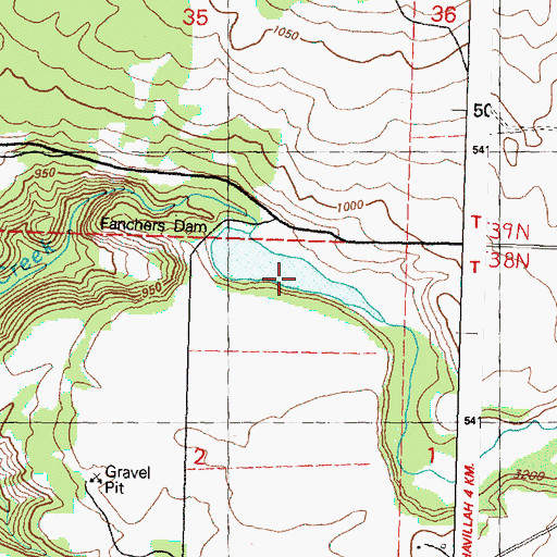 Topographic Map of Fanchers Dam Reservoir, WA