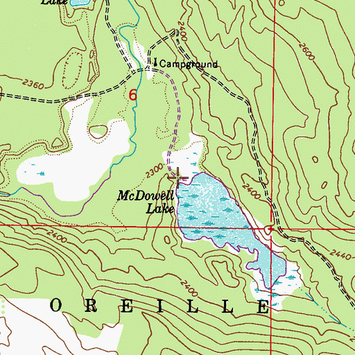 Topographic Map of McDowell Lake Dam, WA