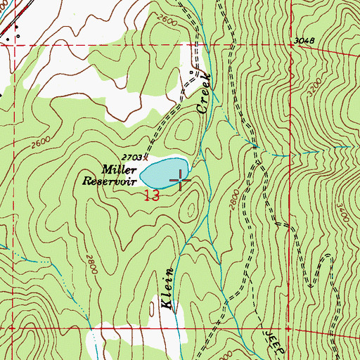 Topographic Map of Miller Reservoir Dam, WA