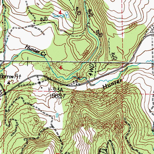 Topographic Map of Hunter Dam, WA