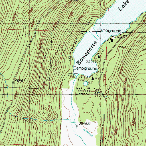 Topographic Map of Bonaparta Lake Dam, WA