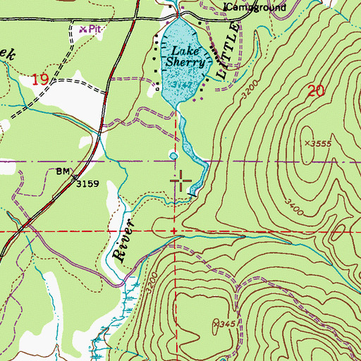 Topographic Map of Sherry Lake Dam, WA