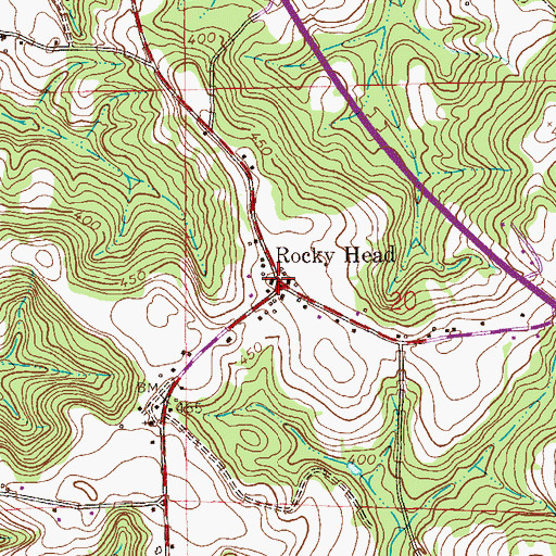 Topographic Map of Rocky Head, AL
