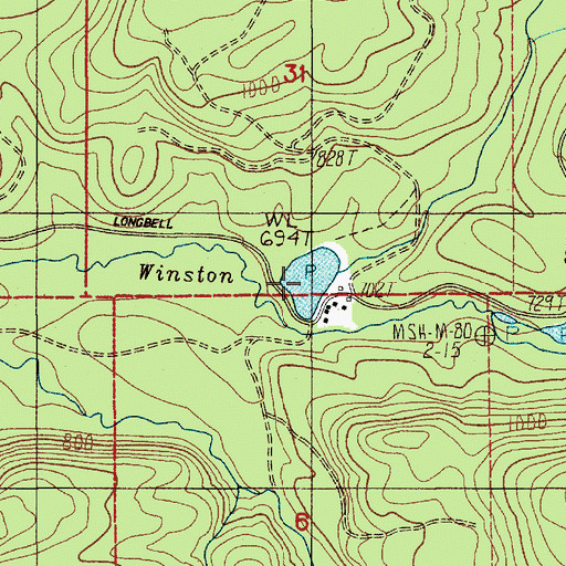 Topographic Map of Long-Bell Mill Pond, WA