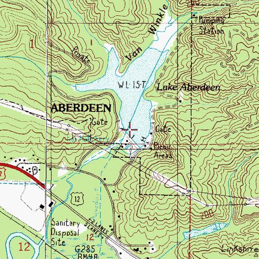 Topographic Map of Aberdeen Lake Dam, WA