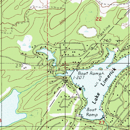 Topographic Map of Lake Leprechaun Dam, WA