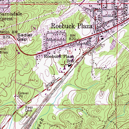 Topographic Map of Roebuck Plaza Elementary School, AL