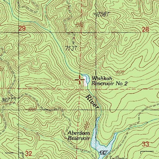Topographic Map of Wishkah Reservoir Number Two, WA