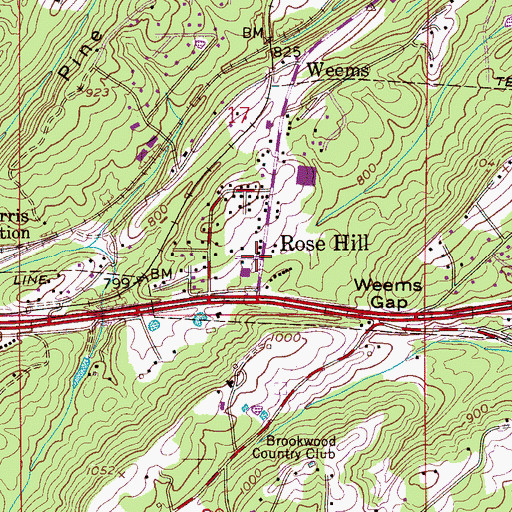 Topographic Map of Rose Hill, AL