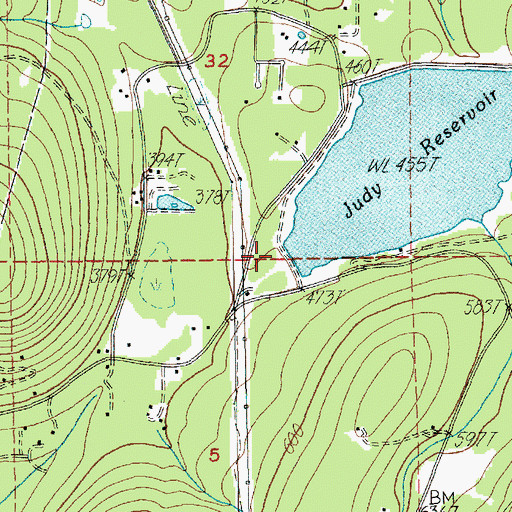 Topographic Map of Judy Reservoir Dam A, WA