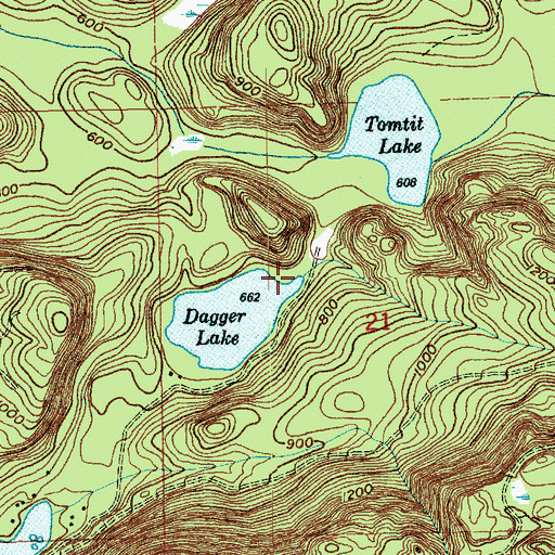 Topographic Map of Dagger Lake Dam, WA