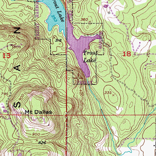 Topographic Map of Trout Lake Storage Dam, WA
