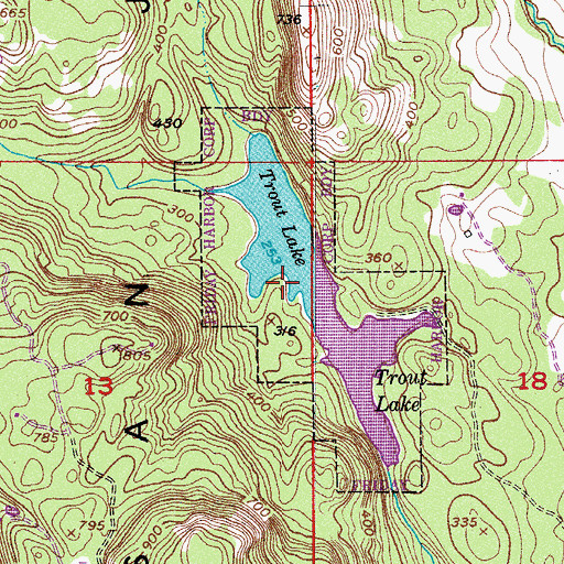 Topographic Map of Trout Lake, WA